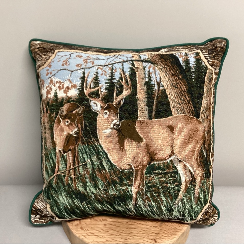 NWT - Vintage - Deer Designed Woven Tapestry Pillow by Robert Schmidt - Rare - Picture 2 of 10
